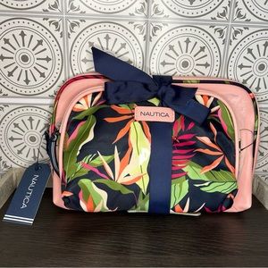 NAUTICA Makeup Zippered Cosmetic Bags Tropical Floral & Pink - Set of 2
